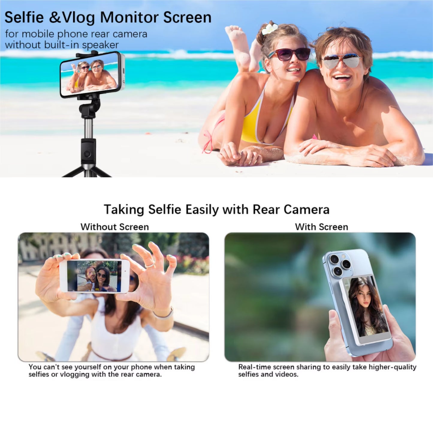 New Magnetic Phone Vlog Selfie Monitor Screen for Phone Rear Camera for Selfie Rear Camera 